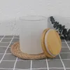 US Warehouse 10oz Sublimation Candles Holder Jar Mugs With Bamboo Lid Frosted Candle Cup Wax Cream Scented Tumbler Glass Bottle Decoracion B5