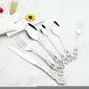 أدوات المائدة مجموعات Drmfiy Gold Royal Cetlery Set Knife Fork Spoon 6/30pcs Flatware Stains Stains Stains Silverware Tablearm