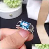 Cluster Rings Cluster Rings Natural Blue Topaz Gem Ring S925 Sier Gemstone Fashion Luxury Big Women Man Party Gift Jewelry Certified DHXMP