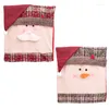 Chair Covers 1PC Christmas Back Cloth Cover Snowflake Plaid Santa Claus Holiday Party Decor Dining Kitchen Year 2023