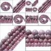 Autres perles de pierre naturelle de 8 mm Lépidolite rondes en vrac pour la fabrication de bijoux 4/6/8/10 mm 15 5 pouces Bracelet à bricoler soi-même Drop Delivery 2022 Dhil2