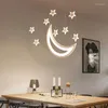 Lampes suspendues étoiles et lune suspendues lumières LED moderne pour salon salle à manger barre lampe de décoration de la maison
