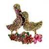 Broches Cindy Xiang Rhinestone Duck For Women Animal Pin 2 Kleuren Beschikbaar Vintage Coat Accessoires Ally Materiaal Goed geschenk