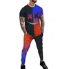 남자 트랙 슈트 라이온 여름 남성 2 조각 세트 대형 T 셔츠 조이저 의상 패션 남성 바지 트러스트 수트 3D 인쇄 트렌드 남성