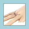 حلقات الكتلة حلقات الكتلة 14K Rose Gold Color Microinlaid Miamond Ring For White Topaz Gemstone Anillos Bizuteria Cirl DHXC7