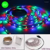 Strisce RGB LED Strip Light 3 Batteria 5V USB 2835 SMD Nastro flessibile TV Sfondo PC Schermo inferiore Illuminazione 1M 2M 3M 4M 5M