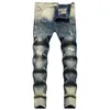 Jeans masculinos Europeu Americano Trendy Masculino Hip-Hop Lavado Gradiente Cor Calças Slim Straight-Leg Denim Calças272k