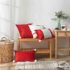 Kudde 2022 Julröd vit sammet/bomullsskydd Pompom/Tassel Decoration SOFA Couch Throw Pillows Home Decor