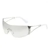 النظارات الشمسية مصمم قطعة واحدة بدون إطار Y2k النساء والرجال الموضة خمر النظارات الشمسية المعدنية للإناث Trend Ins Eyewear