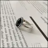 クラスターリングクラスターリングShanice Black Onyx for Women Real 925 Sterling sier Fine Jewelry Open Ring Vintage100天然石Mot dhfka