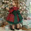 Mädchenkleider 6M-4T Kleinkind Kinder Baby Mädchen Weihnachtsoutfit Langarm Roter Samt Prinzessin Pelzkleid mit Gürtel Kinder Weihnachtsmann Weihnachtsgeschenke 221101