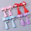 Hair Accessories 1Pairs Chinese Year Children Girls Flowers Hairpin Headdress Tassel Pearl Clips Accessions