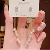 Dangle Earrings Silver Needle Fashion Personality Exaggerated Diamond-studded Multi-wear Pearl Long Tassel Wild High-end Women Jewelry