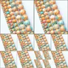 Turquoise 8 mm Natural Yellow Blue Rainbow Pierres Round Spacer Perles en vrac pour collier Bracelet Charmes bijoux 4 mm 6 mm 10 mm 12 mm Dro DHBQH