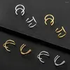 Backs Earrings 8 Pairs Stainless Steel Ear Cuff Cartilage Clip On Wrap Fake Nose Ring Non-Piercing Adjustable