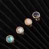 Rose Quartz Gem Fashion Turquoise Stone Ohlites Anelli Oro Color Finger Rings for Women Gioielli Parte regalo