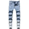 Jeans masculinos Europeu Americano Trendy Masculino Hip-Hop Lavado Gradiente Cor Calças Slim Straight-Leg Denim Calças272k