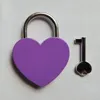 Creative Alloy Heart Shape Keys Hangslot Mini Archaize Concentrische slot Vintage oude antieke deursloten met toetsen Nieuwe Pure Colors F1103