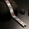 L￤nk armband mode kvinnliga m￤n smycken 316l rostfritt st￥l energih￤lsa magnetiska armband med germanium negativa joner magnet l￥ngt