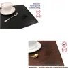 Table Mats Leather Hardboard Placemats PU Crocodile Pattern Heat Stain Resistant Pad For Office Conference Dining Decor