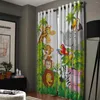 Curtain Jungle Animals Cartoon Giraffe Lion Kids Curtains Living Room Bedroom Home Decoration Window Treatment Drapes