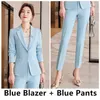 Women's Two Piece Pants High End Blue Suits Women Spring 2022 Fashion Temperament Casusl Slim Blazer And Office Ladies Business Work Wear