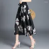 Skirts 2022 Summer Women Chiffon Beach Boho Maxi Skirt Female Fashion High Waist Floral Print Vintage Holiday A-line Long Y379