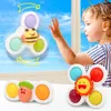 Спиннинг Топ 3PCS SUSCTION CUP SPINNER TOY для детских сенсорных игрушек младенца по подарки по подаркам на день рождения подарки малышей 1-3 года 221101