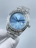 5-sterren Super 4-stijl volledig diamanten horloge President 41 mm 128396 Blauwe wijzerplaat Automatische mechanische horloges Heren Herenhorloges