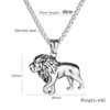 Kedjor Rostfritt st￥l King of the Forest Gold Animal Lion Pendant Halsband M￤n punkrock smycken g￥va med 60 cm chian