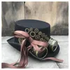 Berets Fashion Women Handmade Steampunk Top Hat With Gear Glasses And Ribbon Stage Magic Bowler Cosplay