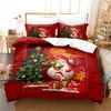 مجموعات الفراش Red Merry Christmas Bedroom مجموعة ناعمة الأسرة المألوفة ومريحة لحاف لحاف Case L221025