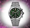 범죄 프리미엄 남성 완전한 기능적 시계 42mm 쿼츠 운동 남성 시간 시계 시계 시계 스테인레스 스틸 밴드 6 스티치 넉넉한 인기있는 손목 시계 montre de luxe