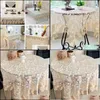 Nappe Europe Table En Organza Er Dentelle Brodée Ronde / Rec Nappes De Mariage Décoration De Meubles Tissu De Fil Transparent 21072 Dhfoi