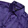 Herrklänningskjortor Herr Barry.Wang 4xl Luxury Purple Paisley Silk Men Långärmad blommor för designer Fit Shirt BY-0087