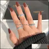 حلقات الكتلة Rings Rings 100 Real 925 Sterling Sier FL Princess Cut Lab Diamond Ling Band Band for Women Fin dhwxq