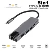 Hub USB C 4K vers Gigabit Ethernet Rj45 Lan 5 en 1, adaptateur Hub USB Type C pour Mac book Pro, Thunderbolt 3 USB-C, chargeur PD