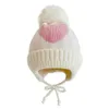 Chapeau pour enfants Beanie Jacquard Love Winter Warm Knitted Baby Hair Ball Ear Cap RRA392