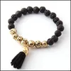 Beaded Fashion Energy Bracelets Beautif Black Tassel Lave Bracelet Brangle Drop Delive 2022 Ювелирные изделия DHN5L