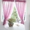 Curtain European Green Purple Sheer Curtains For Living Room Bedroom Sweet Lace Short Kitchen Bathroom Closet Window Decor