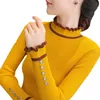 Fashion Ruffles Women Sweter Half Turtleeck Button swobodne dzianiny