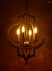 Pendelleuchten Moderne nordische kreative Eisen 4 E14 LED Kerze Glühbirne Kronleuchter Lampe amerikanische Restaurant Dekoration Retro Industrie