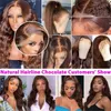 Haarstukken Chocolade Human Hair Bundels met sluiting Braziliaanse kanten sluiting met bodygolfbundels donkerder bruin Hair extensi9144387