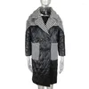 Coloque feminino Turn Turn Golas Parkas Moda Moda Patchwork