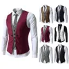 M￤ns v￤star formella aff￤rer blazer m￤n ￤rml￶s v hals enkelbr￶st smal gilet man