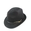 Berets Men Women Wool Fedora Hat with belt jazz fascinator antress Winter Homburg Size 58cm