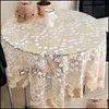 Nappe Europe Table En Organza Er Dentelle Brodée Ronde / Rec Nappes De Mariage Décoration De Meubles Tissu De Fil Transparent 21072 Dhfoi