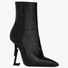 Bottines Bottes Talons Bottes Talons Hauts Escarpins Designer Opyum Alligator-Embossed Patent Leather With Black Heel Snake Pointed Toe Letters