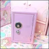 Lagringslådor BINS W G INS Safe Box Pink Decorative Savings Piggy Bank Metal Iron Minrmitory Storage Cabinet Money Kawaii 210914 D DHB5I
