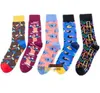 Luxuryman Character Fashion Jacquard Socks Combed Cotton Causal Happy Socks Mid-calf Colorful Socks with Finger Brids Falls Axe Geometric Figure